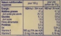 Le Beurre léger doux 41% de Mat. Gr. - Nutrition facts - fr
