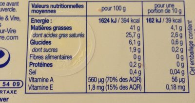 Le Beurre Léger 41% doux - Nutrition facts - fr