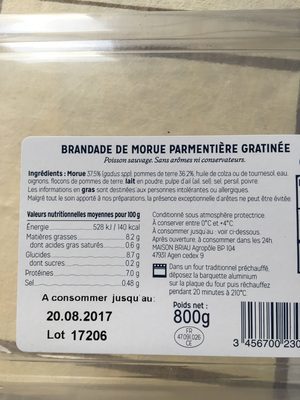 Brandade de morue parmentiere gratinee - Ingredients - fr