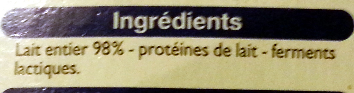 Yaourts Brassés Nature - Ingredients - fr