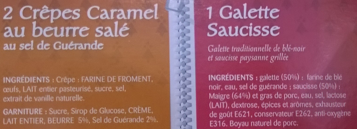 1 galettes saucisse 2 crêpes caramel au beurre salé - Ingredients - fr