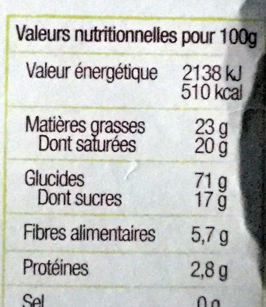 Sablés aux écorces d'orange - Nutrition facts - fr