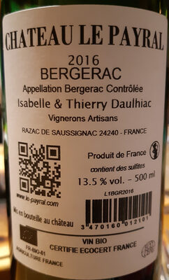 Bergerac AOC - Ingredients - fr