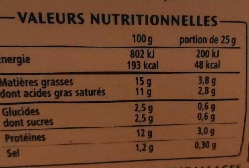 Carré frais - Nutrition facts - fr