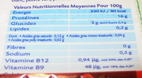 Carré frais 0% - Nutrition facts - fr