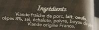 Boudin blanc aux cepes - Ingredients - fr