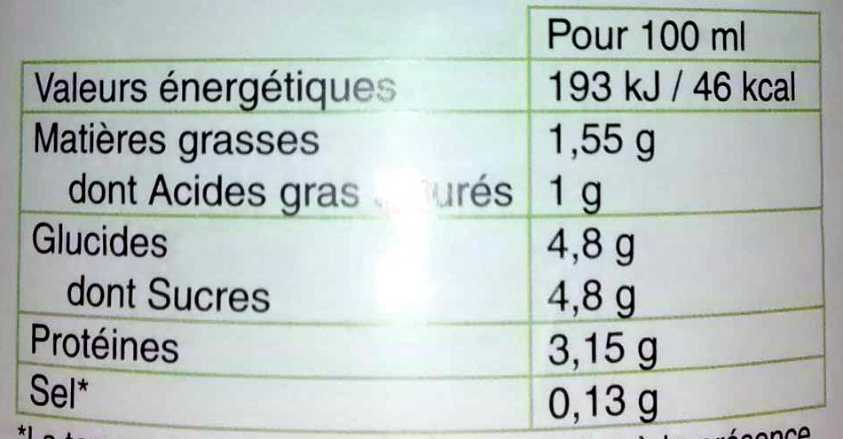 Lait de Bretagne Demi-Écrémé - Nutrition facts - fr