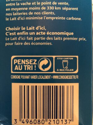 J'aime le lait d'ici - Recycling instructions and/or packaging information - fr