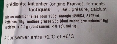 Brique d’Auvergne - Nutrition facts - fr