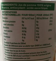 Tropicana Pomme origine France 1 L - Nutrition facts - fr