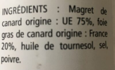 Magret de canard au foie gras - Ingredients