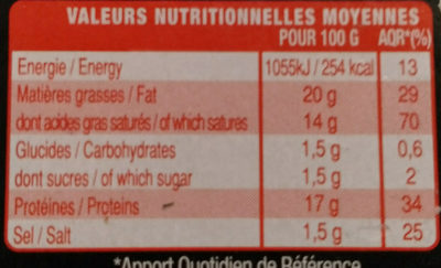 La Saint Vincent - Nutrition facts - fr