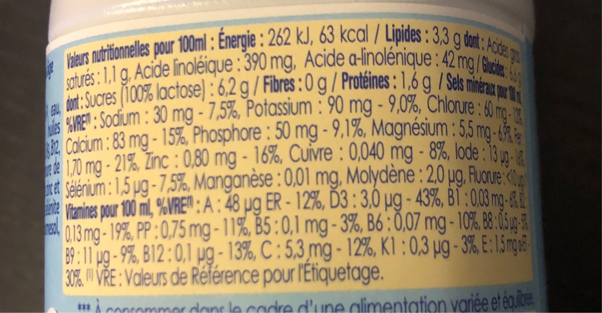 Baby croissance 4 - Nutrition facts - fr