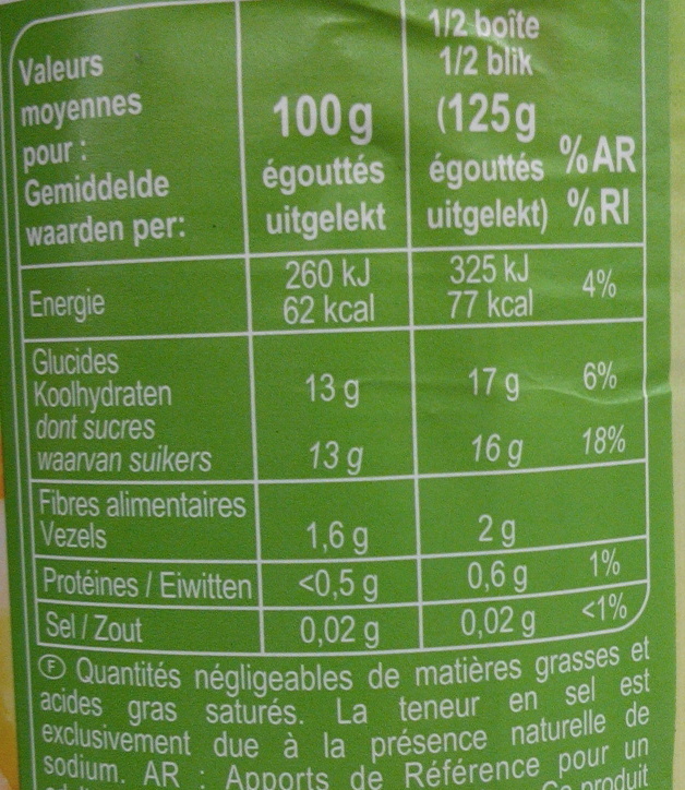 Cocktail 4 fruits - Nutrition facts - fr