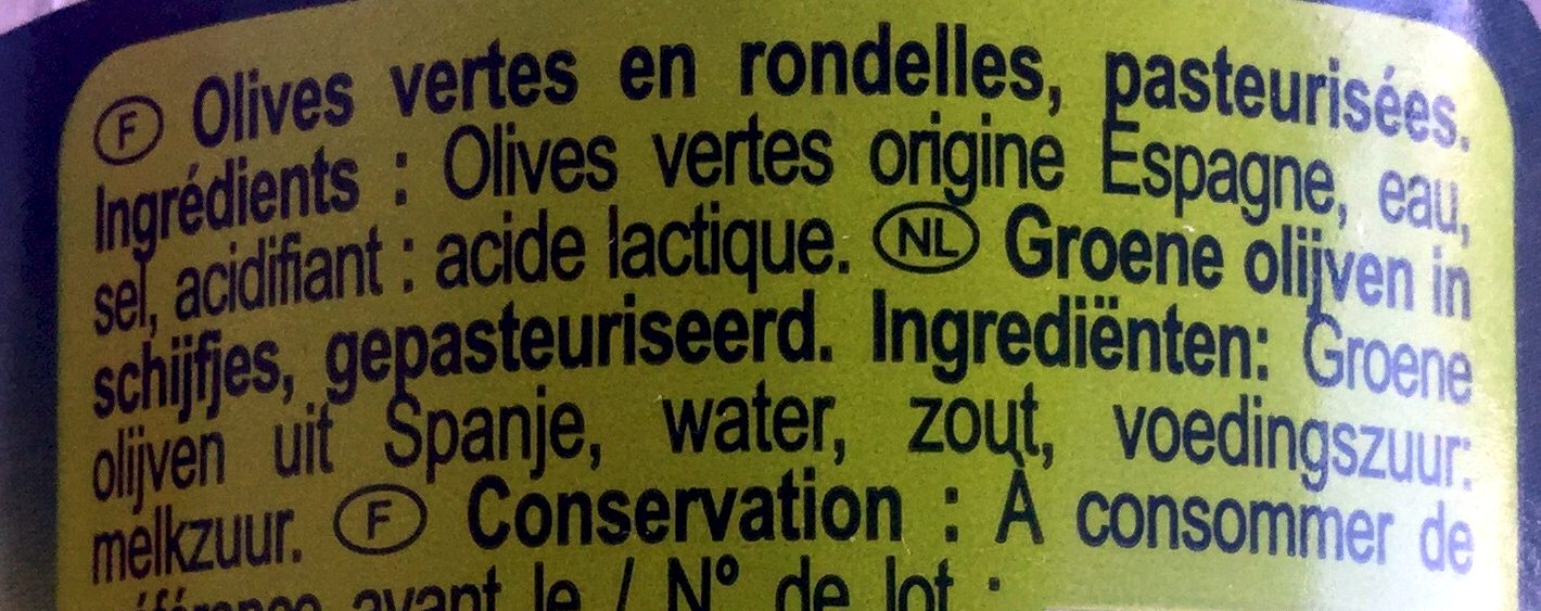 Olives vertes - Ingredients - fr