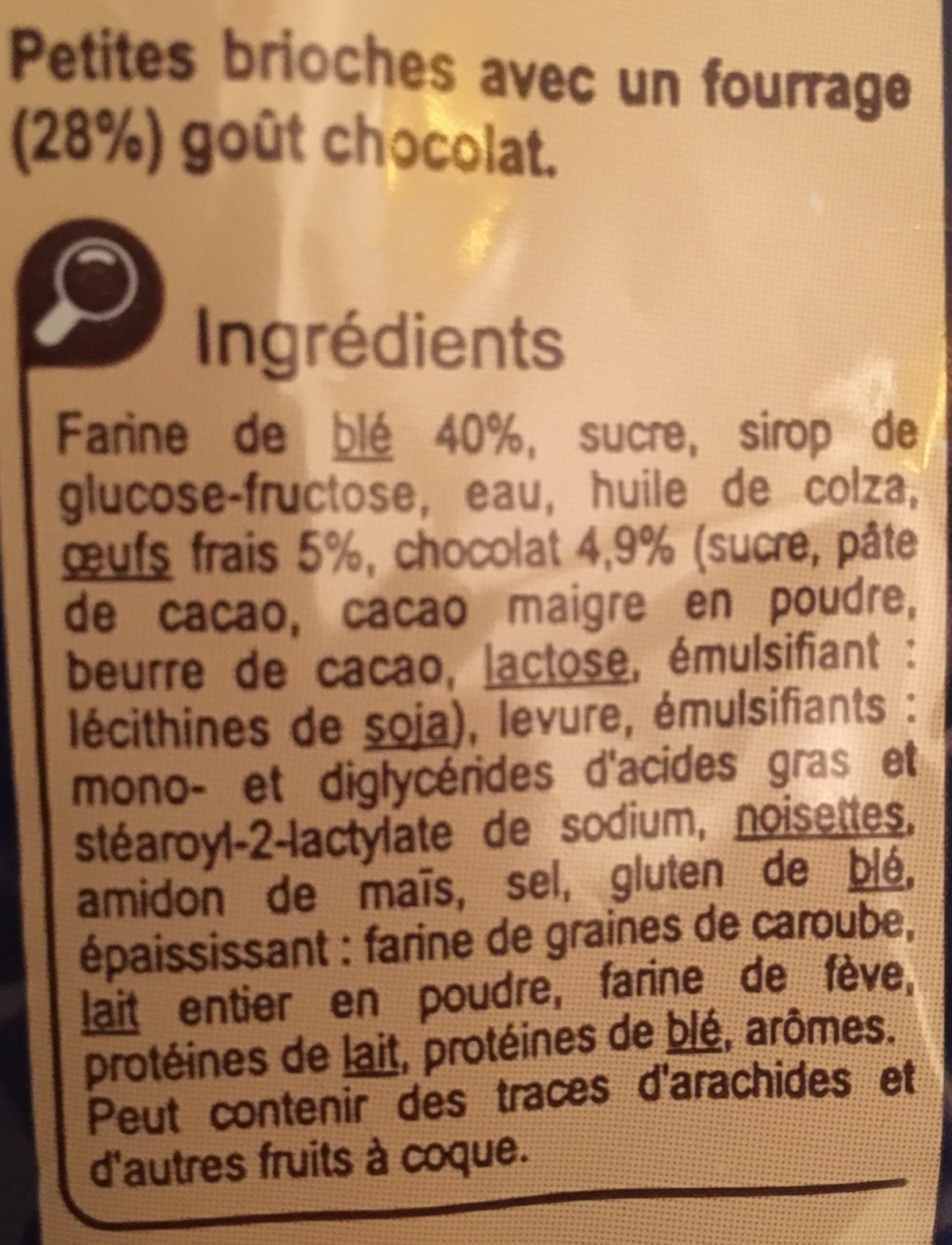 Woopy fourres goût chocolat - Ingredients - fr