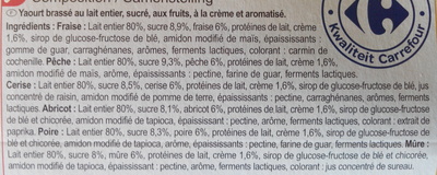 Crémeux FRAMBOISE PECHE FRAISE ABRICOT - Ingredients - fr