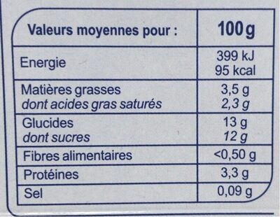 Crémeux FRAMBOISE PECHE FRAISE ABRICOT - Nutrition facts