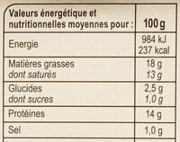 Mini fondue 3 fromages - Nutrition facts - fr