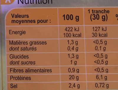 Blanc de poulet aux fines herbes 4 tranches - Nutrition facts - fr
