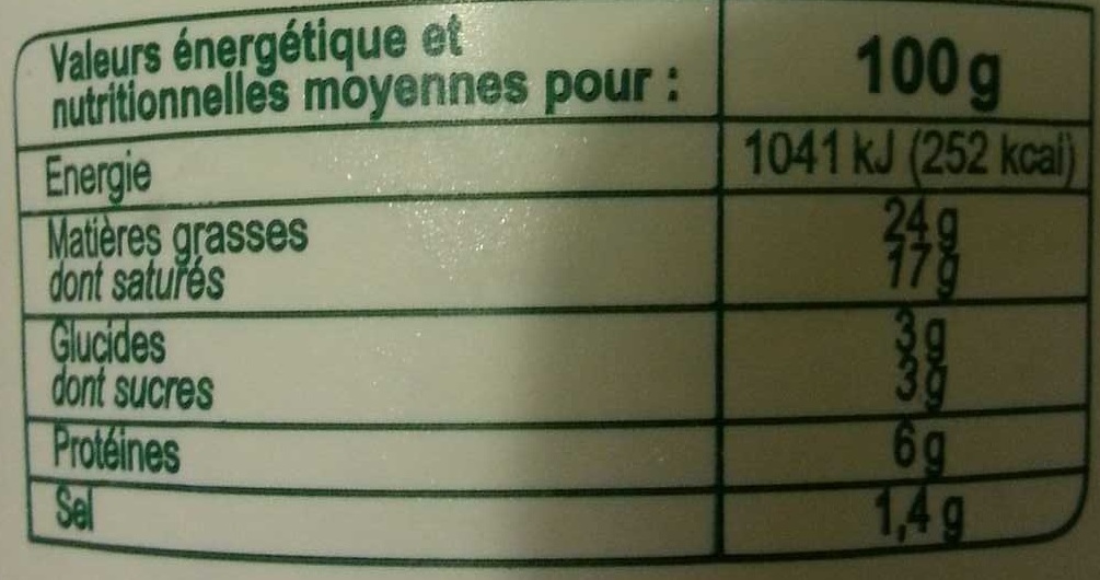 Fromage à tartiner Ail et Fines Herbes - Nutrition facts - fr