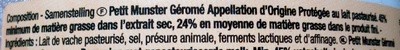 Petit Munster Géromé AOP (24 % MG) - Ingredients - fr