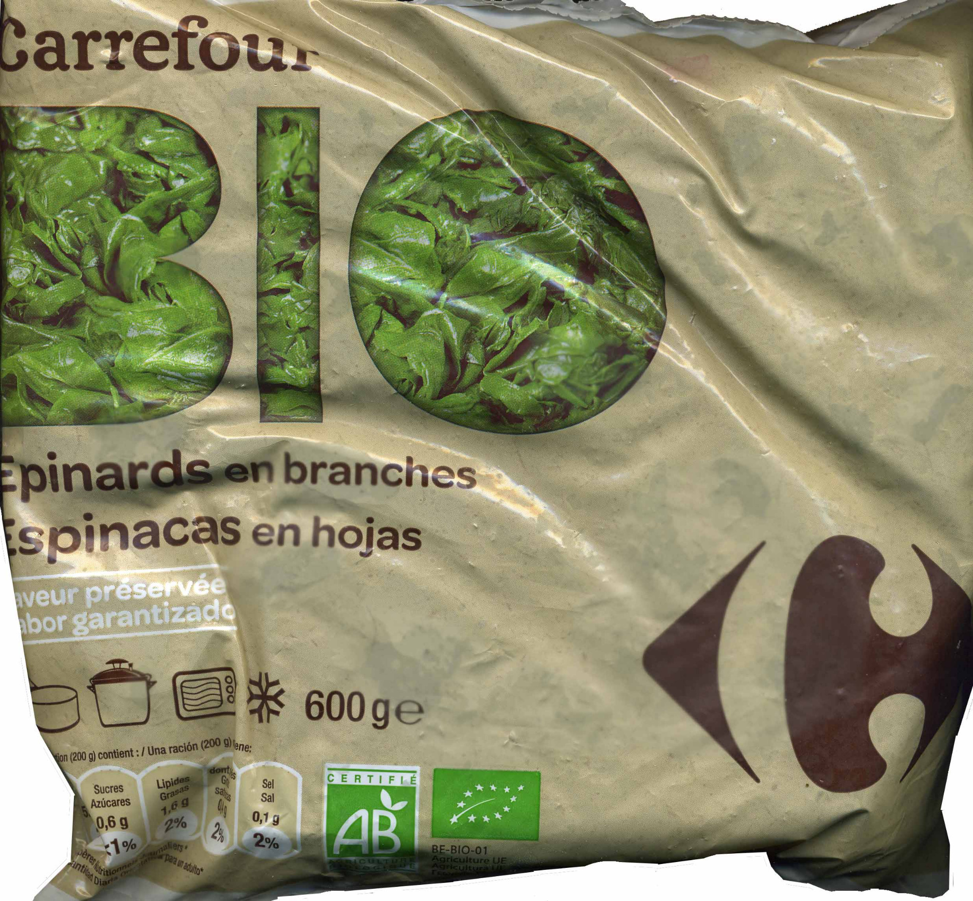 Espinacas en hojas congeladas ecológicas "Carrefour Bio" - Product - es