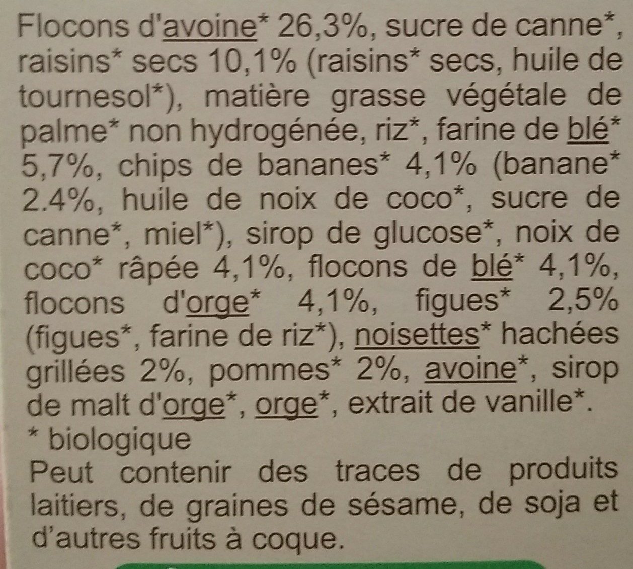 Muesli croustillant - Ingredients - fr