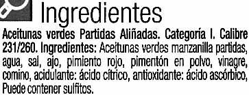 Aceitunas aliñadas - Ingredients - es