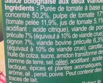 Bolognaise - Ingredients - fr