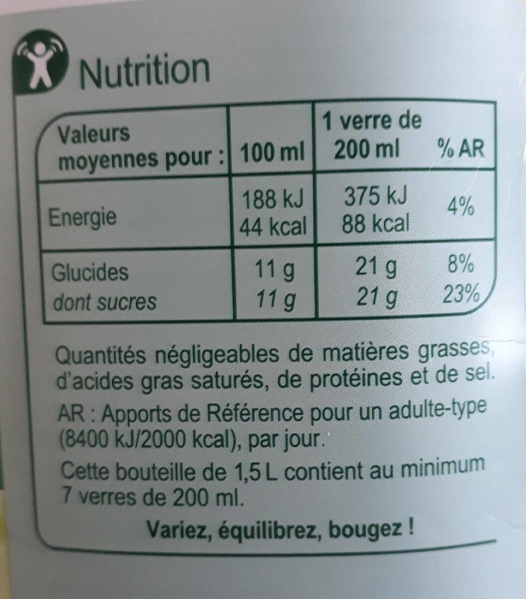 100% pur jus matin douceur - Nutrition facts - fr