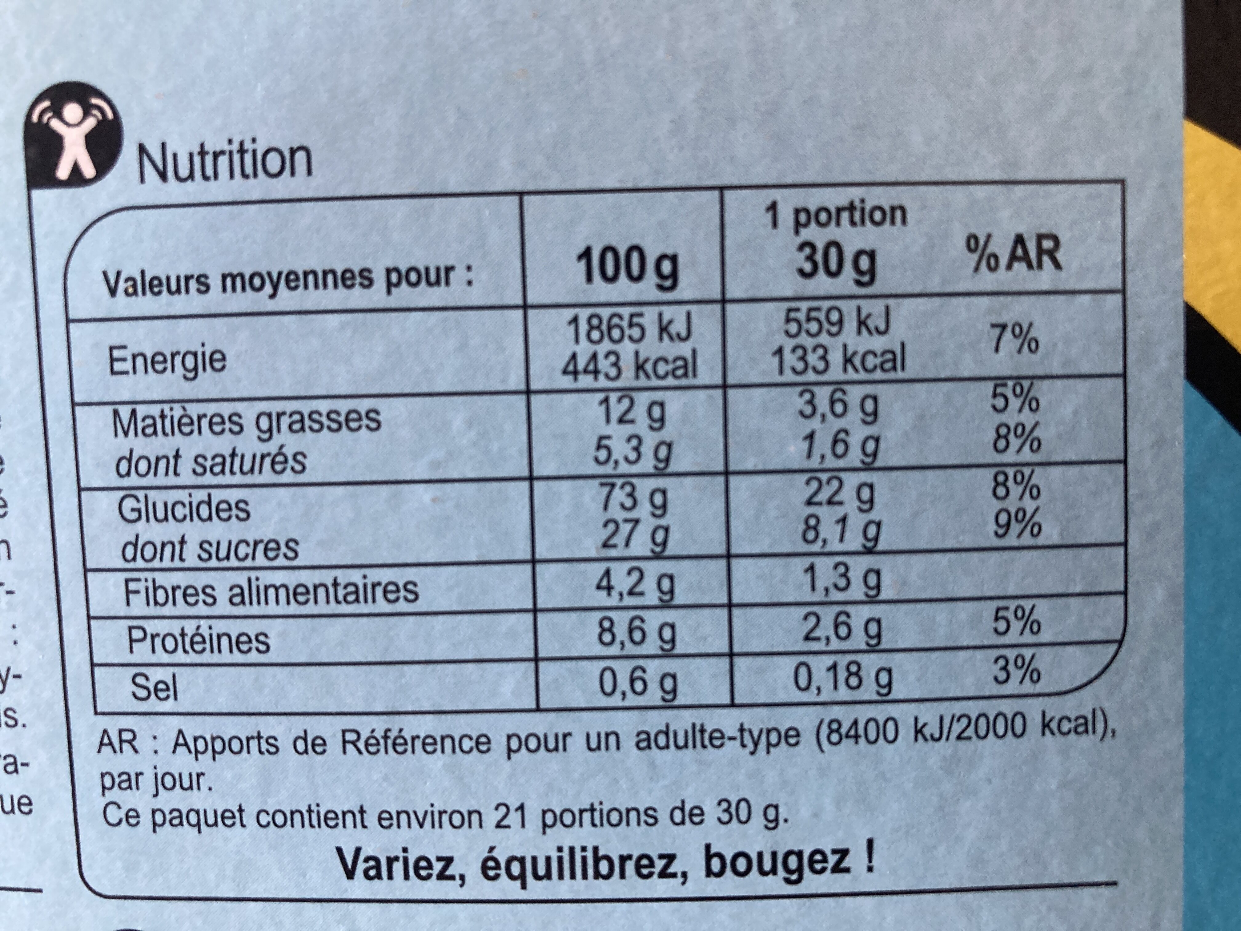 CROCKS Lait - Nutrition facts - fr