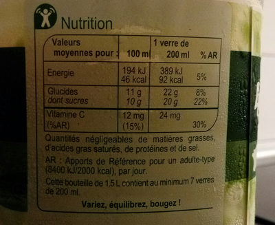 100% pur jus 4 agrumes - Nutrition facts - fr