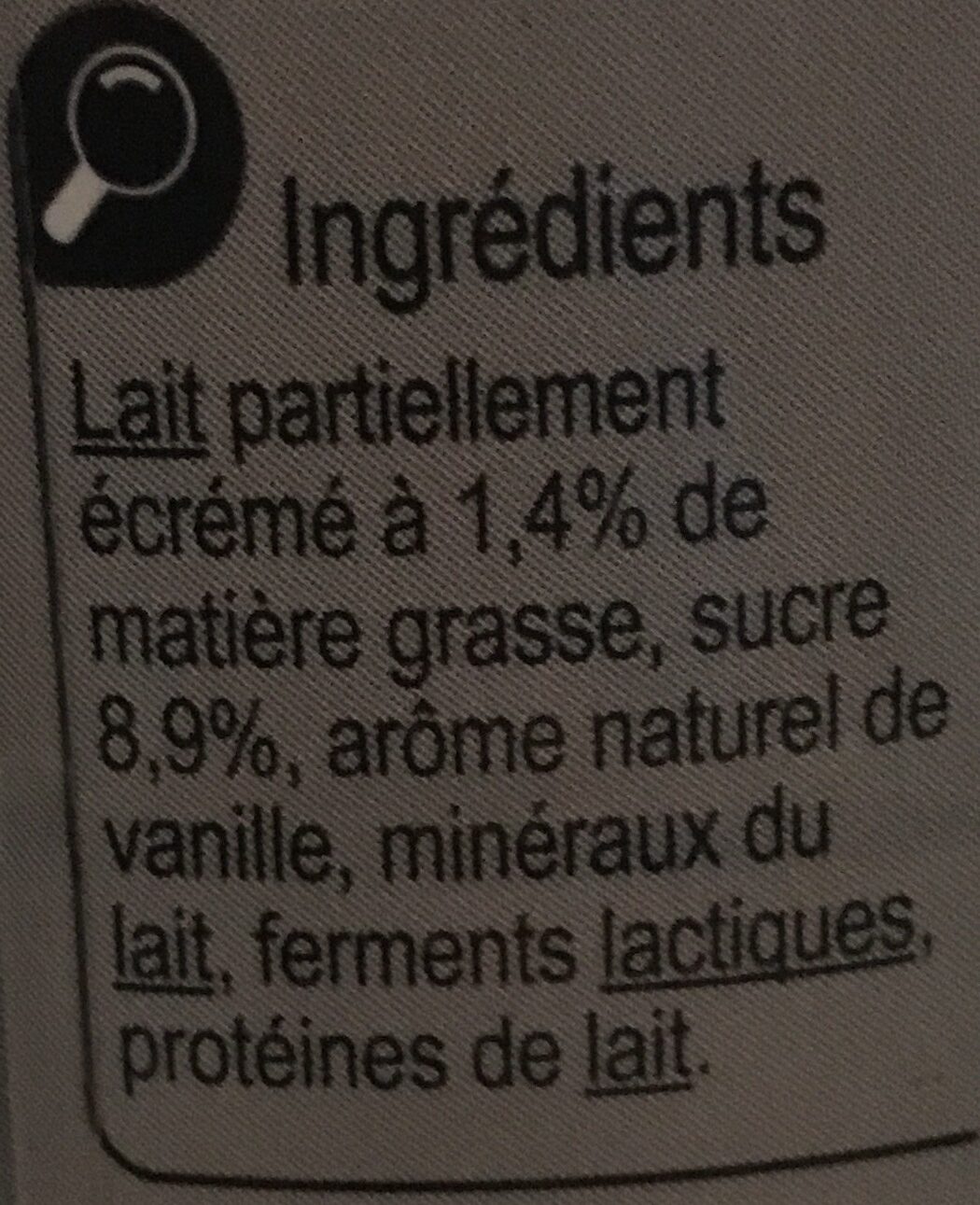 Yah ! Parfum Vanille - Ingredients - fr
