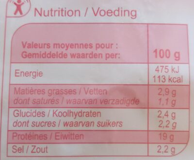 Jambon cuit choix - Nutrition facts - fr