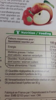 Purée pommes fraises - Nutrition facts - fr