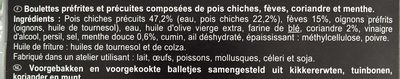 Falafels Pois chiche, Fève, Coriandre, Menthe - Ingredients - fr