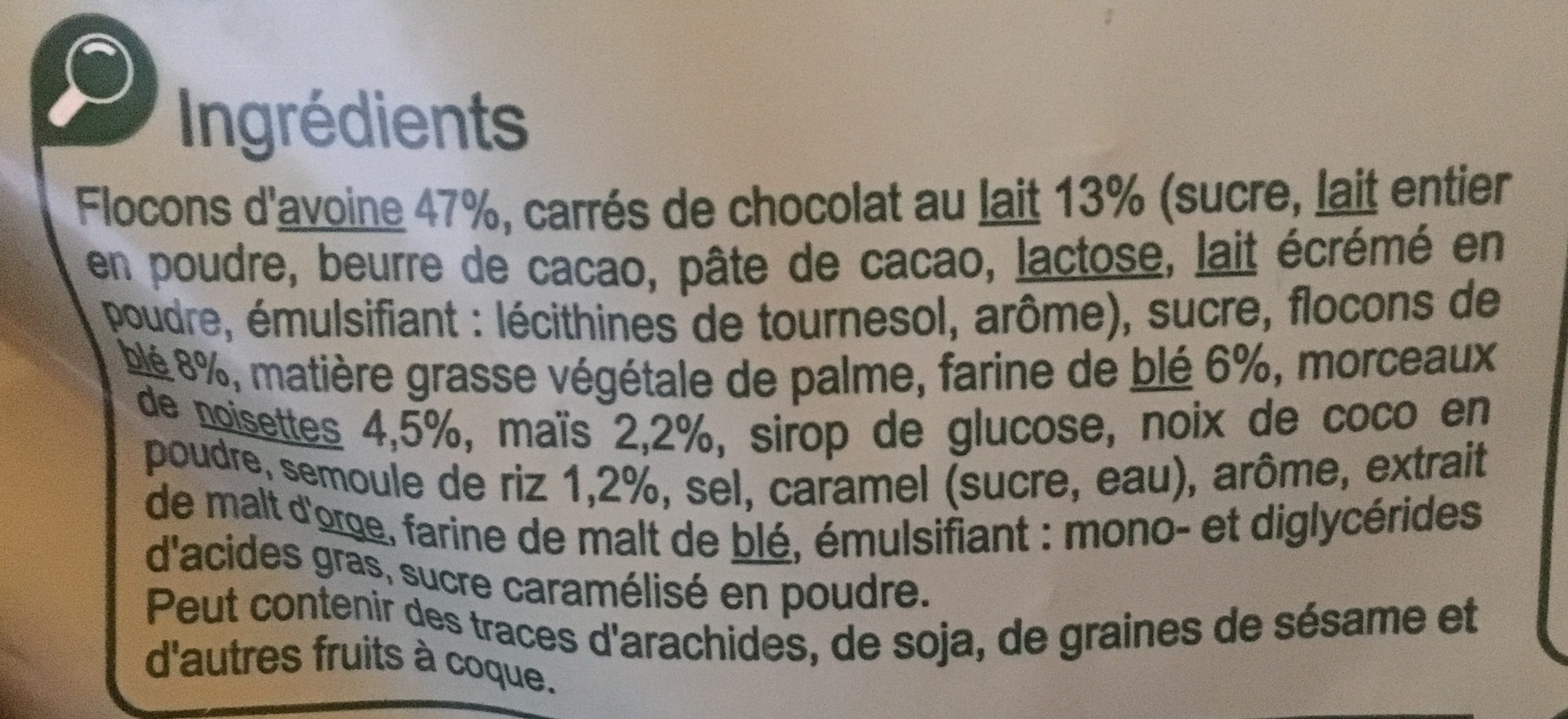 Crunchy Chocolat Au Lait & Noisettes - Ingredients - fr