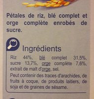 Stylesse Pétales de riz, blé complet & orge complète - Ingredients - fr