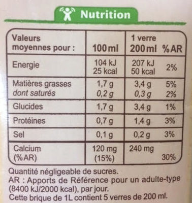 Boisson Douceur d'Amande - Nutrition facts - fr