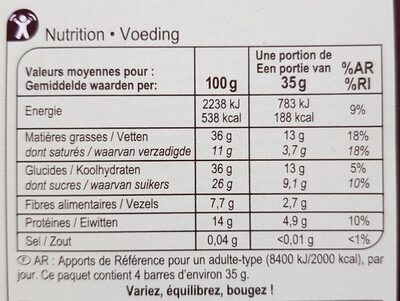 Barres GOURMANDES - Nutrition facts - fr