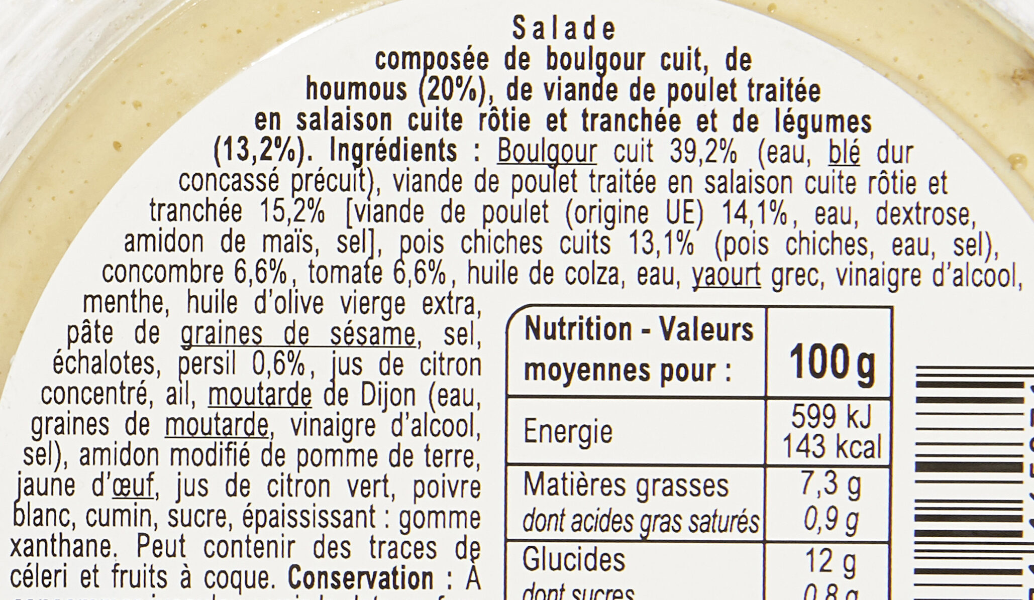 Boulgour au poulet et houmous - Ingredients - fr