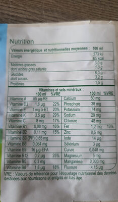 lait croissance carrefour bio - Nutrition facts - fr