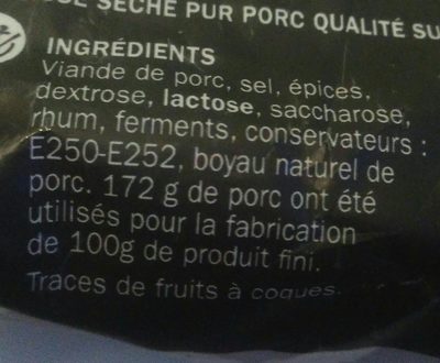 Saucisse sèche label rouge - Ingredients - fr