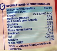 Lait entier bouteille 6x1l unité - Nutrition facts - fr