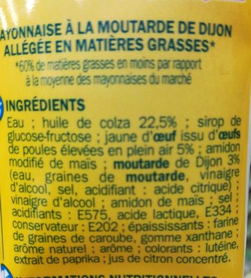 Mayonnaise allégée - tube - Ingredients - fr