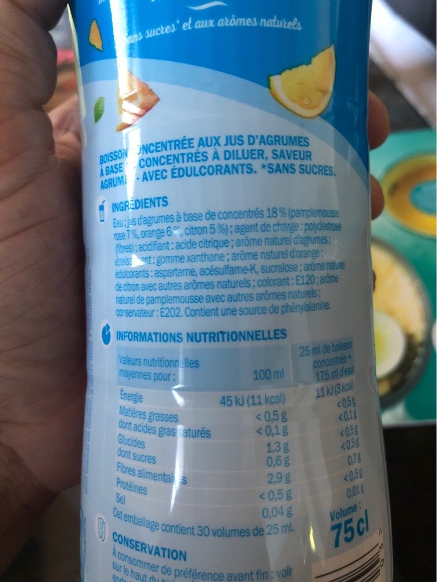 Frucci zéro sucres - agrumes - Ingredients - fr