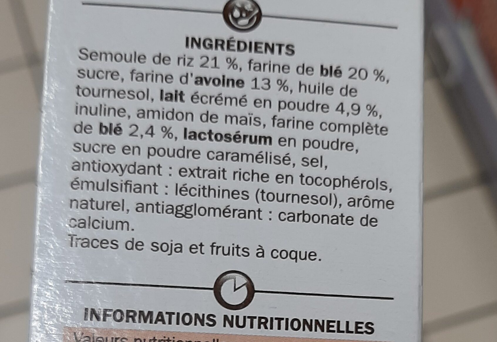 Cereales fourrées au lait - Ingredients - fr