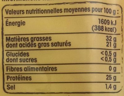 Gruyère - Nutrition facts - fr