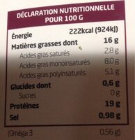 Tofu lactofermenté olives - Nutrition facts - fr